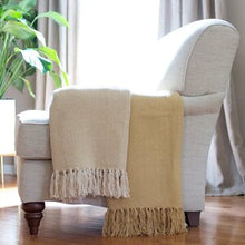 Load image into Gallery viewer, Artisanal: India: Handwoven Chevron Yellow Throw