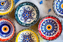 Load image into Gallery viewer, Artisanal: Turkey: Handmade Ceramic Mini Bowl Set Evil Eye2
