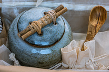 Load image into Gallery viewer, Artisan Box: India/Tunisia Handmade canister with wooden handle, olive wood spoon