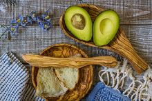 Load image into Gallery viewer, Artisan Box: Tunisia Olive Wood butter dish, butter knife and hand/kitchen towel