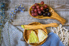 Load image into Gallery viewer, Artisan Box: Tunisia Olive Wood butter dish, butter knife and hand/kitchen towel