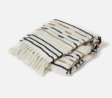 Load image into Gallery viewer, Artisanal: India: Handwoven Cotton Blend Throw with Tufts and Tassels