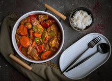 Load image into Gallery viewer, Ceramic Matte Serving Bowl with Wooden Handles
