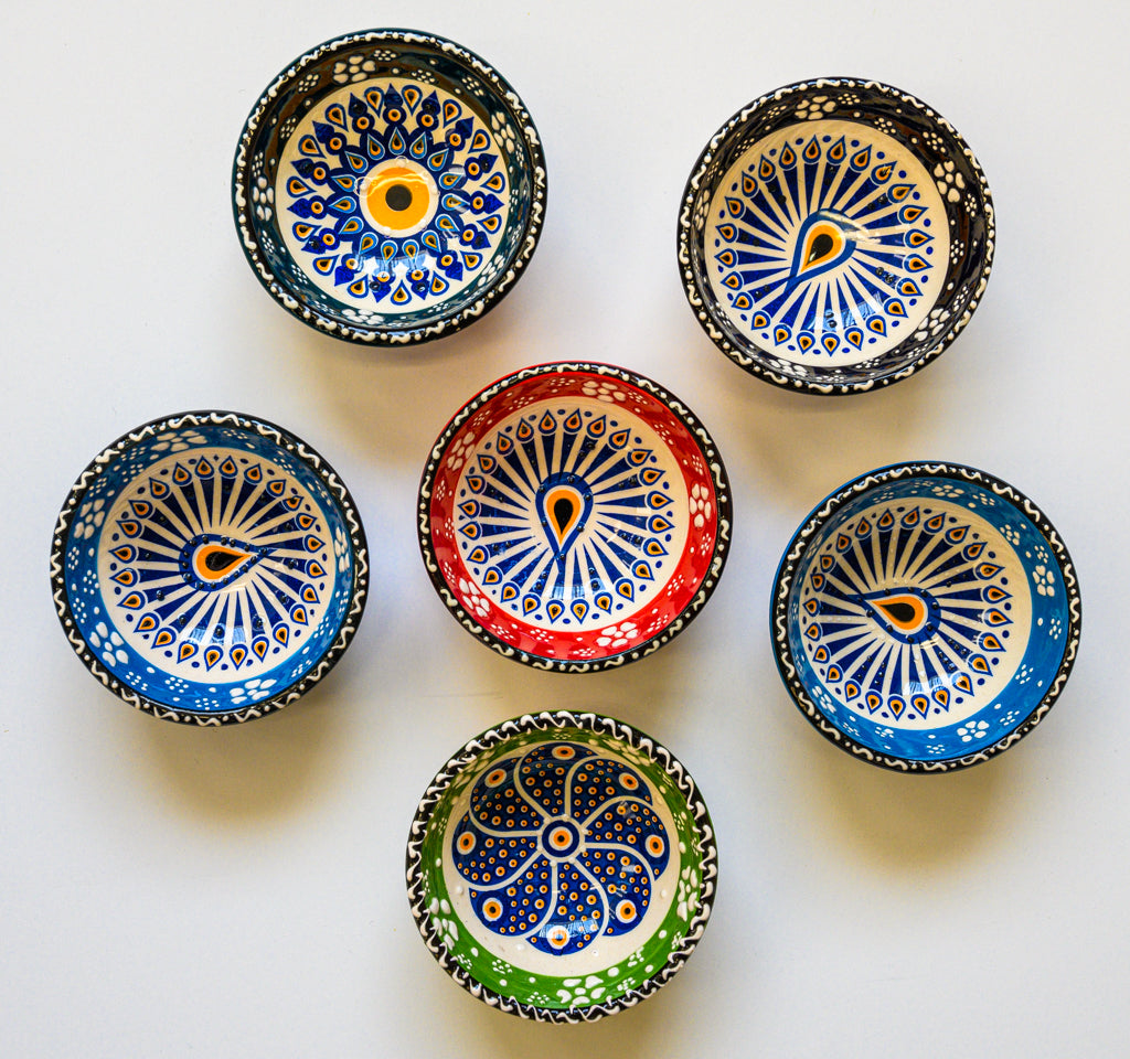 Artisanal: Turkey:  Handmade Ceramic Mini Bowl Set Evil Eye1