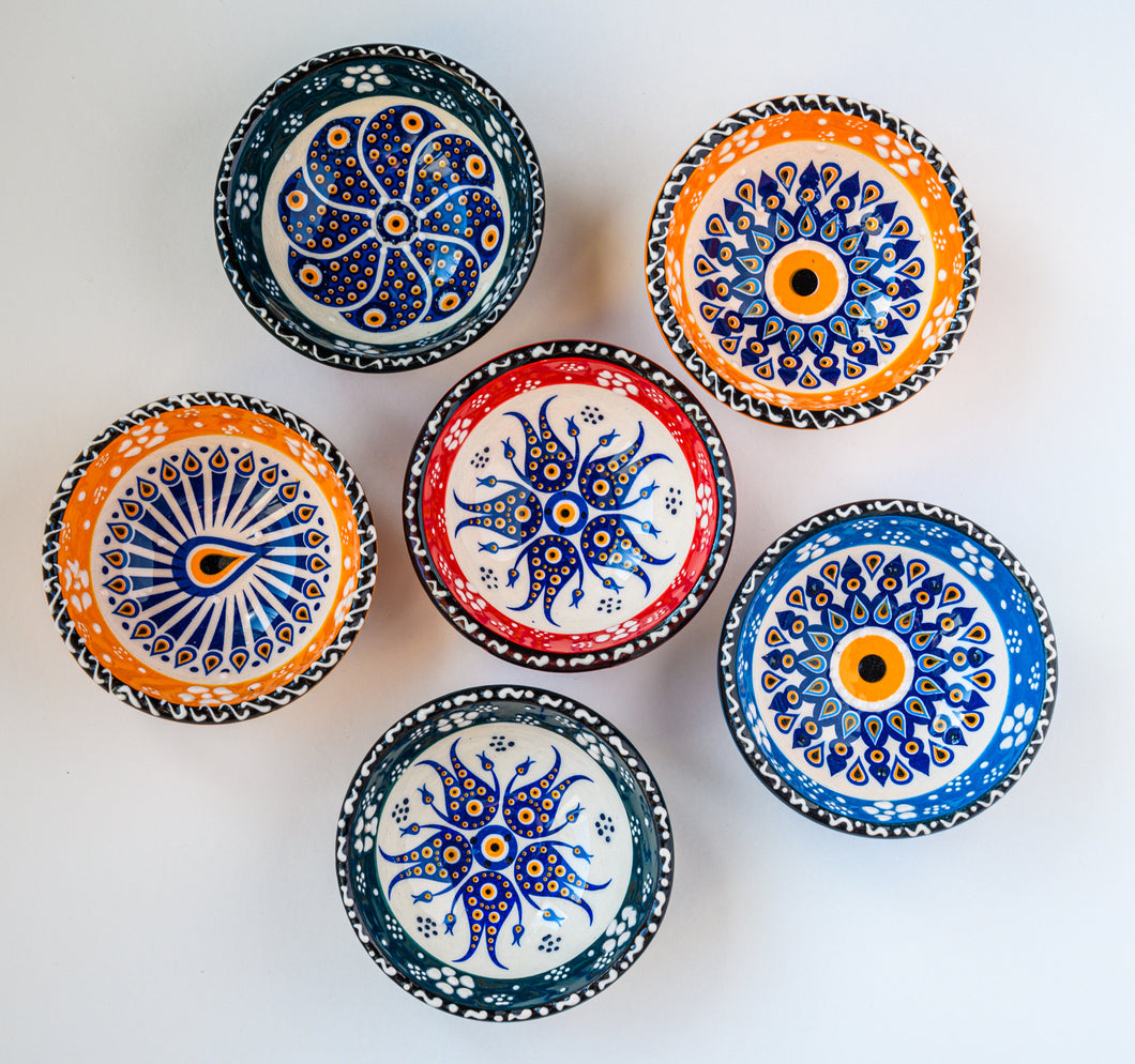 Artisanal: Turkey: Handmade Ceramic Mini Bowl Set Evil Eye3
