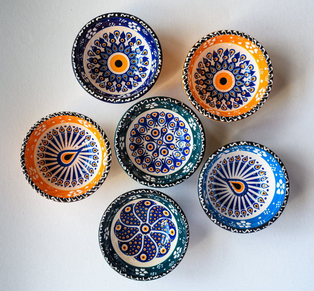 Artisanal: Turkey: Handmade Ceramic Mini Bowl Set Evil Eye4