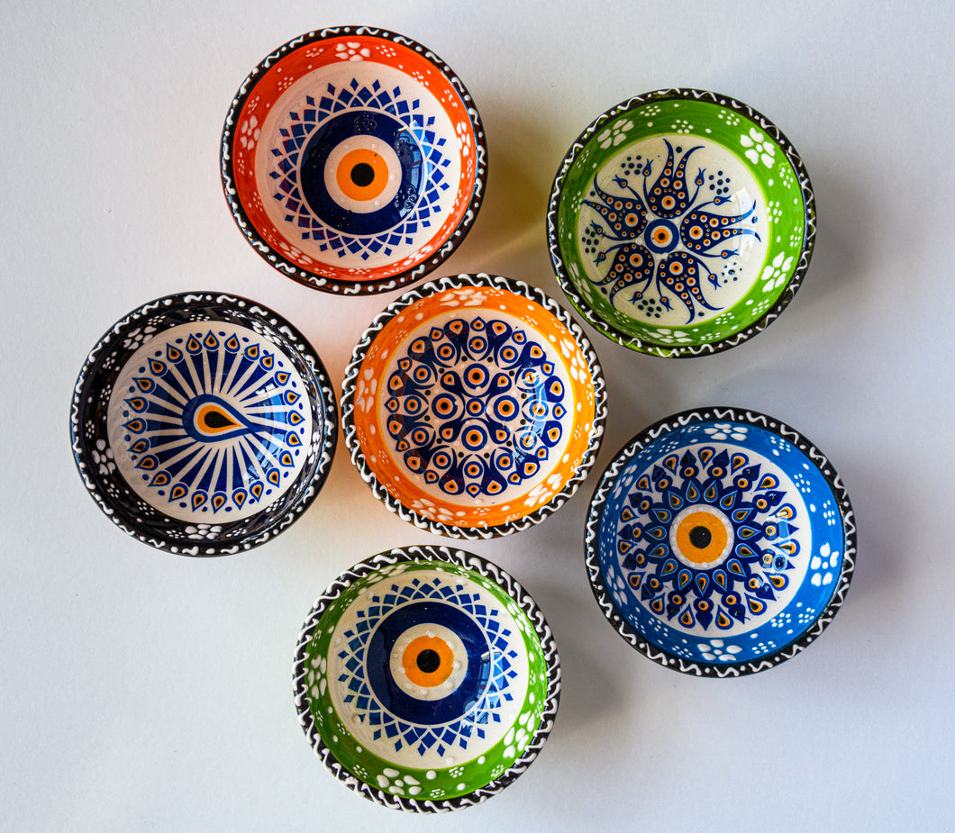Artisanal: Turkey: Handmade Ceramic Mini Bowl Set Evil Eye5