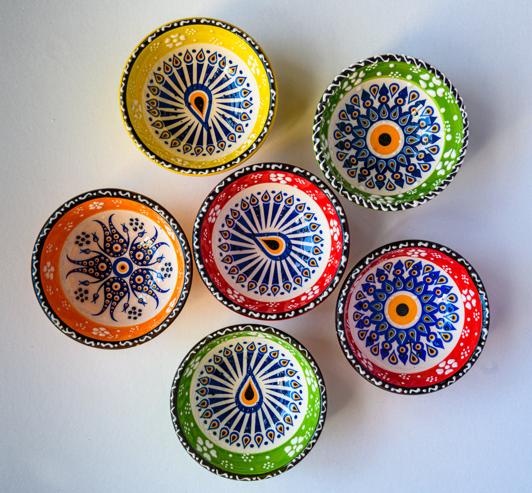 Artisanal: Turkey: Handmade Ceramic Mini Bowl Set Evil Eye6
