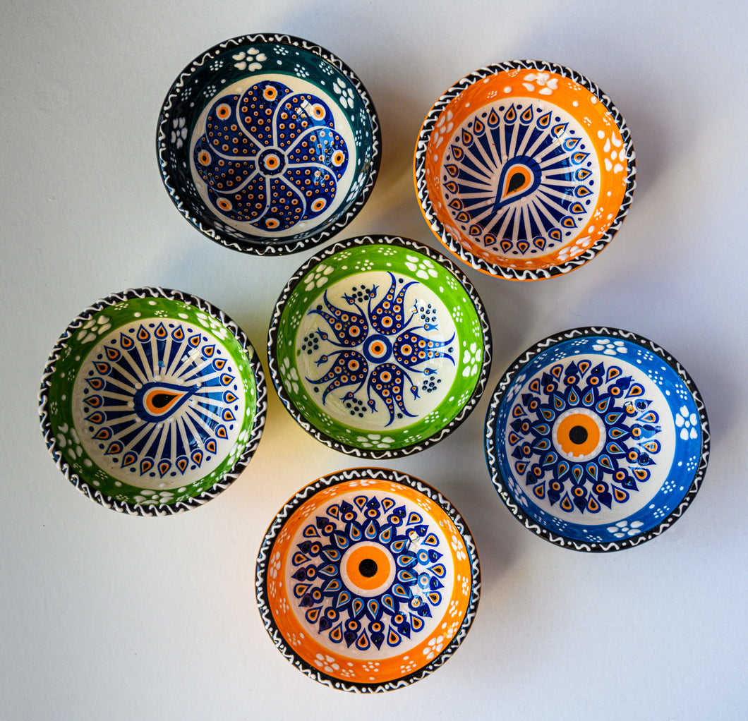 Artisanal: Turkey: Handmade Ceramic Mini Bowl Set Evil Eye7