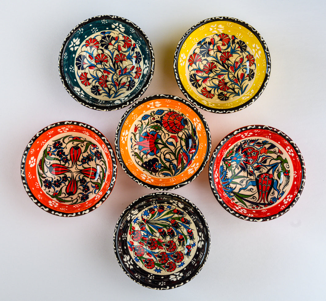 Artisanal: Turkey: Handmade Ceramic Mini Bowl Set Floral6