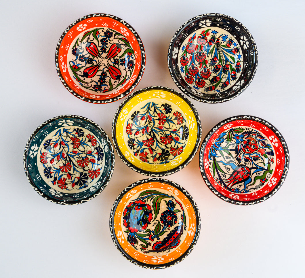Artisanal: Turkey: Handmade Ceramic Mini Bowl Set Floral7