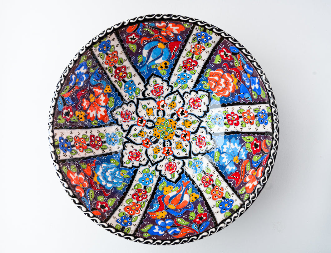 Artisanal: Turkey: Handmade Ceramic Serving Bowl Painted In and Out 10