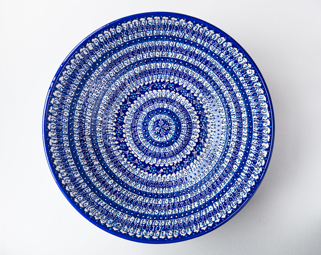 Artisanal: Turkey: Handmade Ceramic Serving Bowl Painted In and Out 12