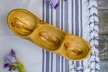 Load image into Gallery viewer, Artisanal: Tunisia:  Handcrafted  Olive Wood 3 Appetizer Dish
