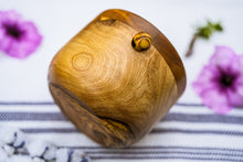 Load image into Gallery viewer, Artisanal: Tunisia:  Handcrafted  Olive Wood Sugar/Spice Bowl with scooper
