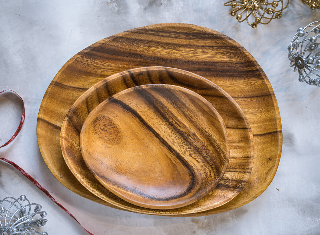 Artisan: Philippines- Solid Acacia Wooden Egg Plates