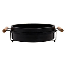 Load image into Gallery viewer, Ceramic Matte Serving Bowl with Wooden Handles
